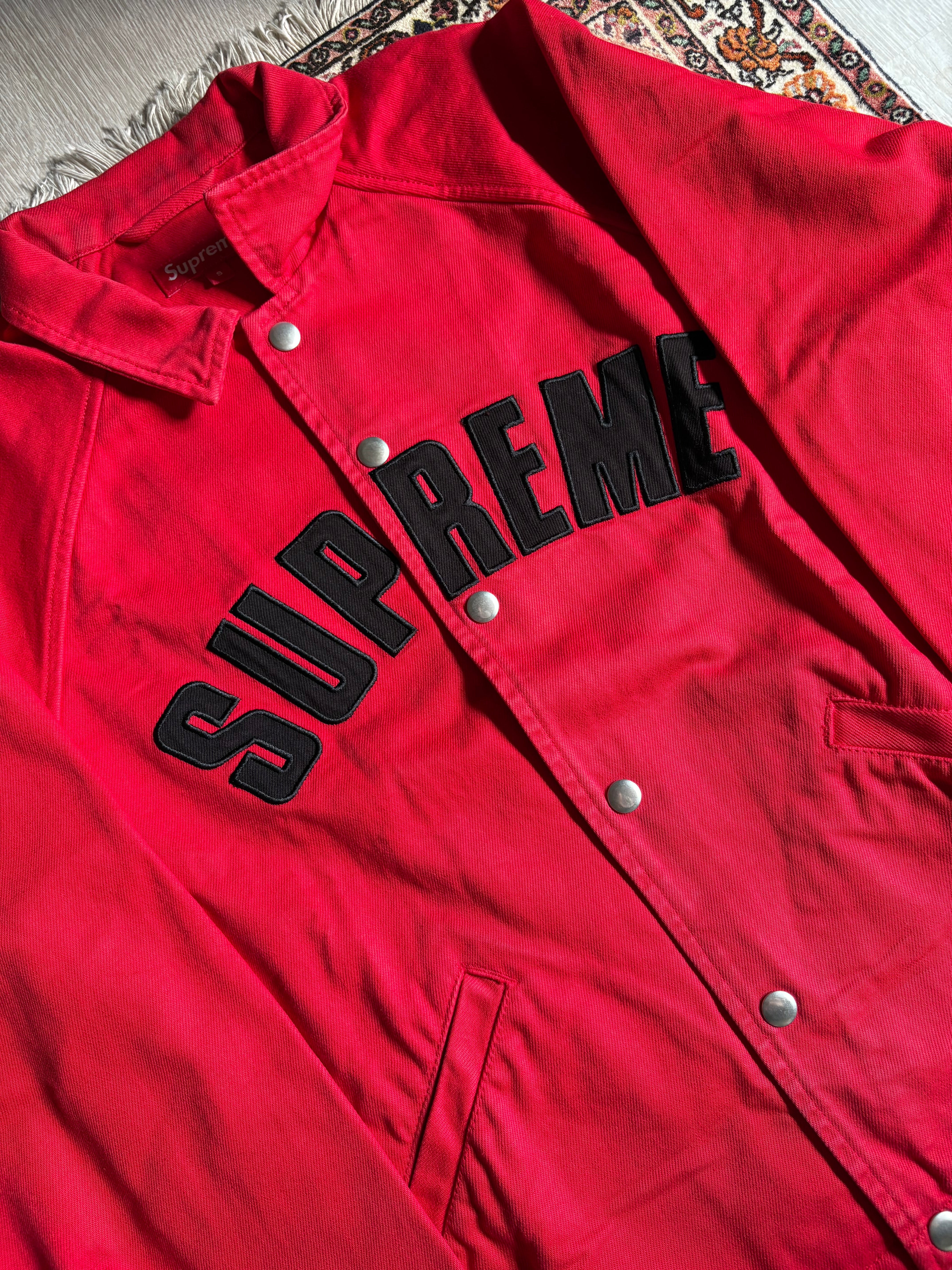 Supreme Snap Front Twill Jacket Red
