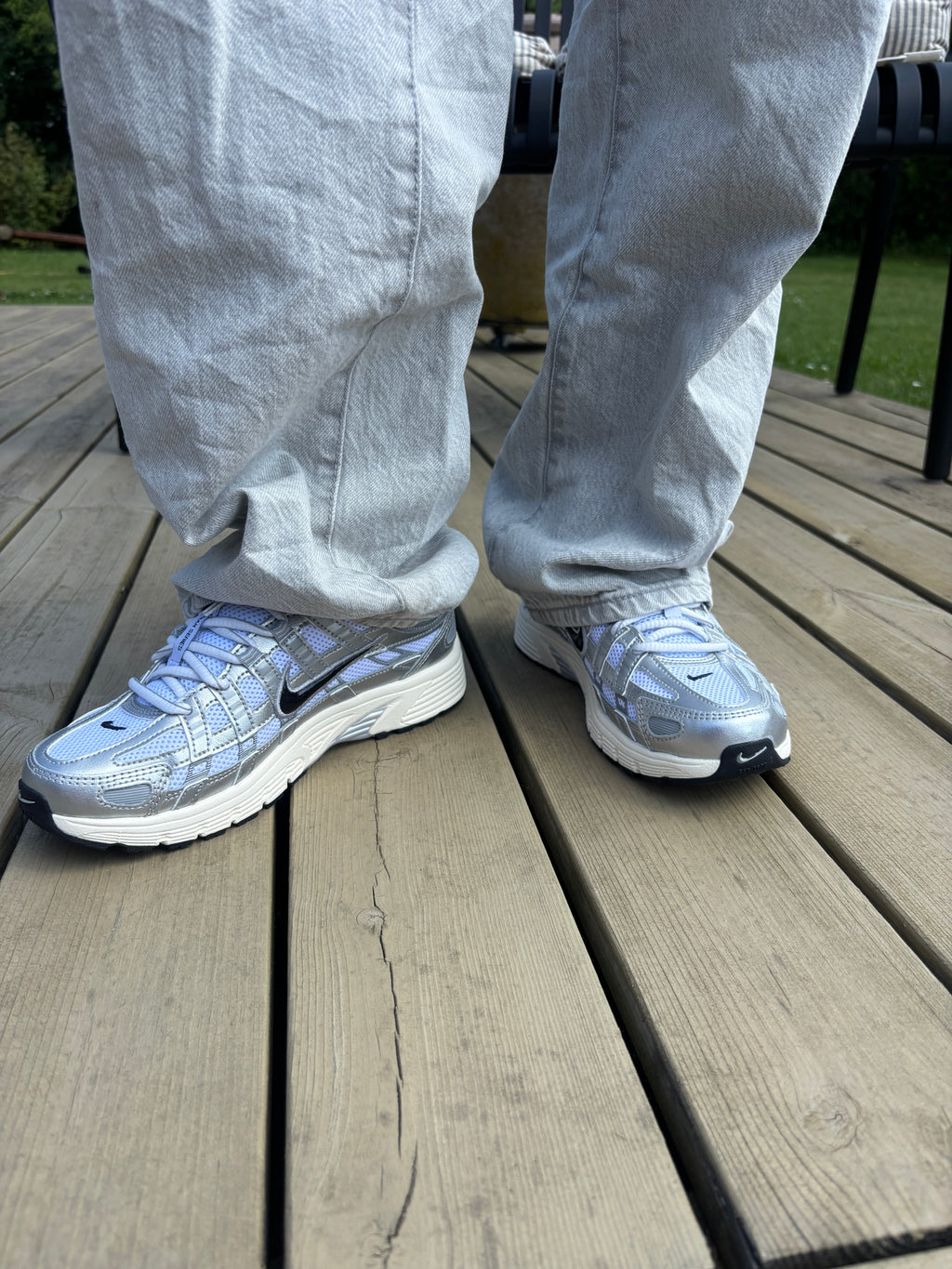 Nike P-6000 White Metallic Silver Flat Silver Black
