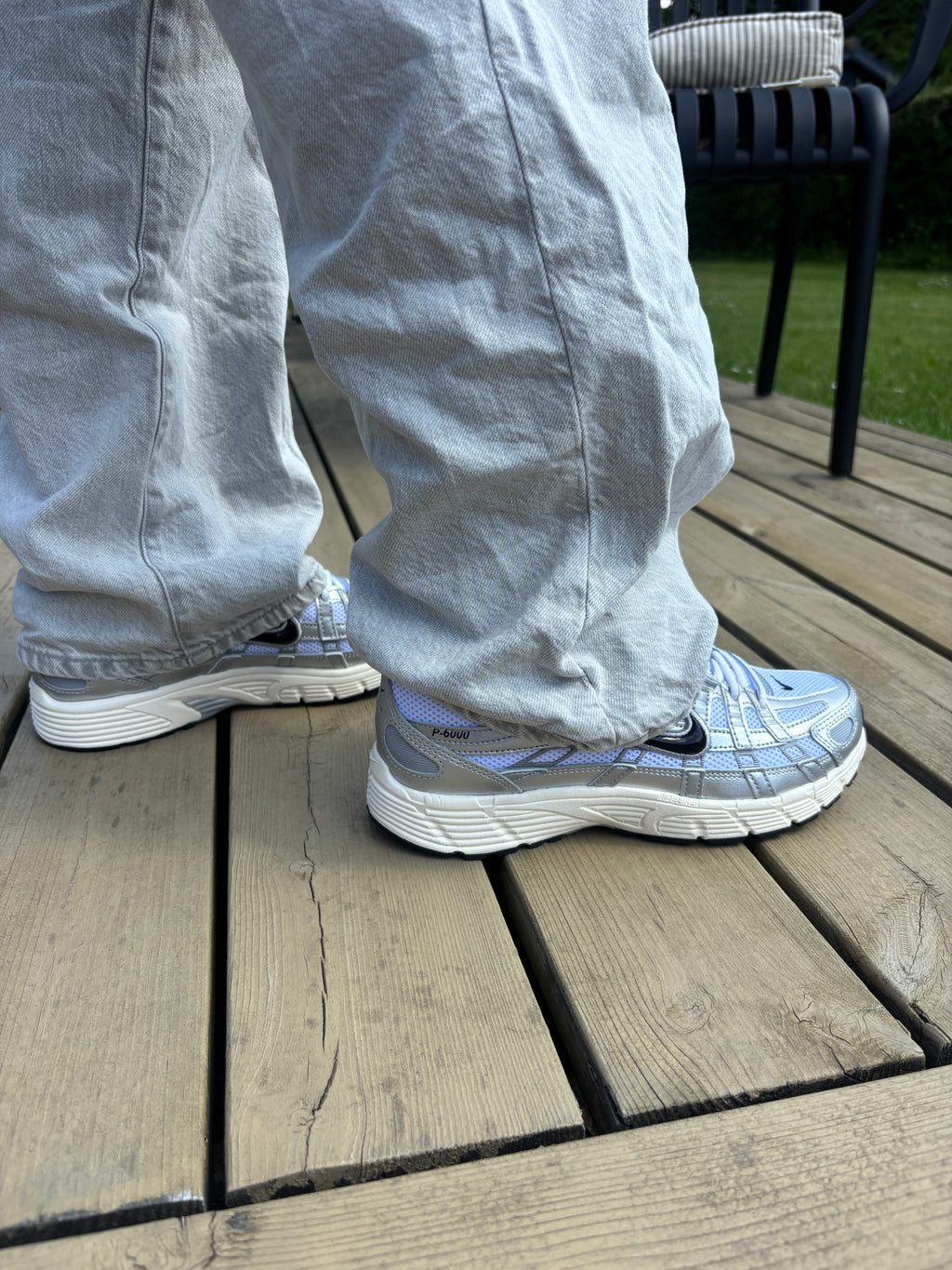 Nike P-6000 White Metallic Silver Flat Silver Black