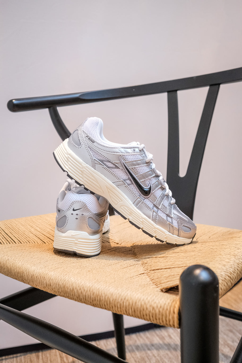 Nike P-6000 White Metallic Silver Flat Silver Black