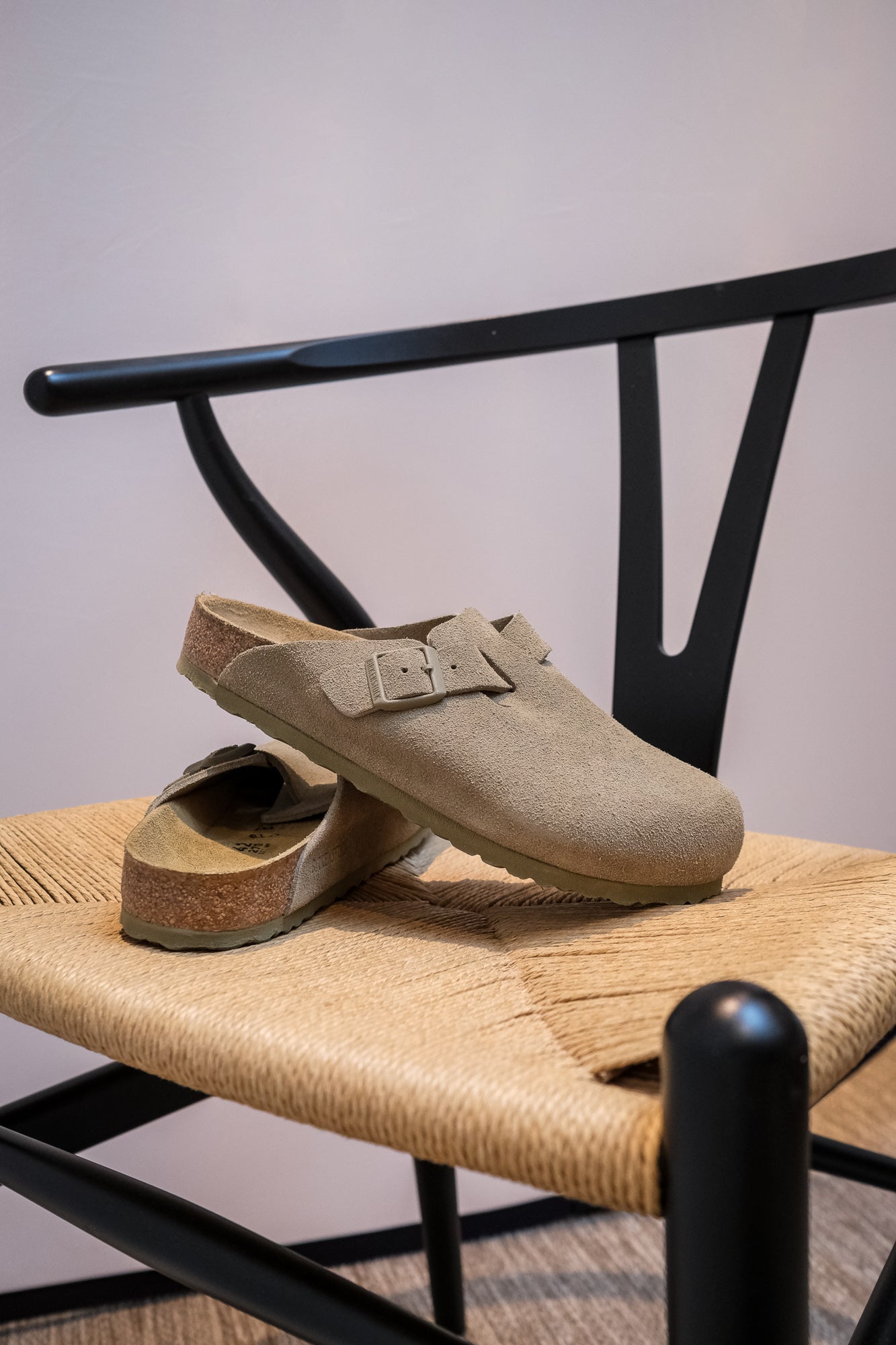 Birkenstock Boston Suede Faded Khaki