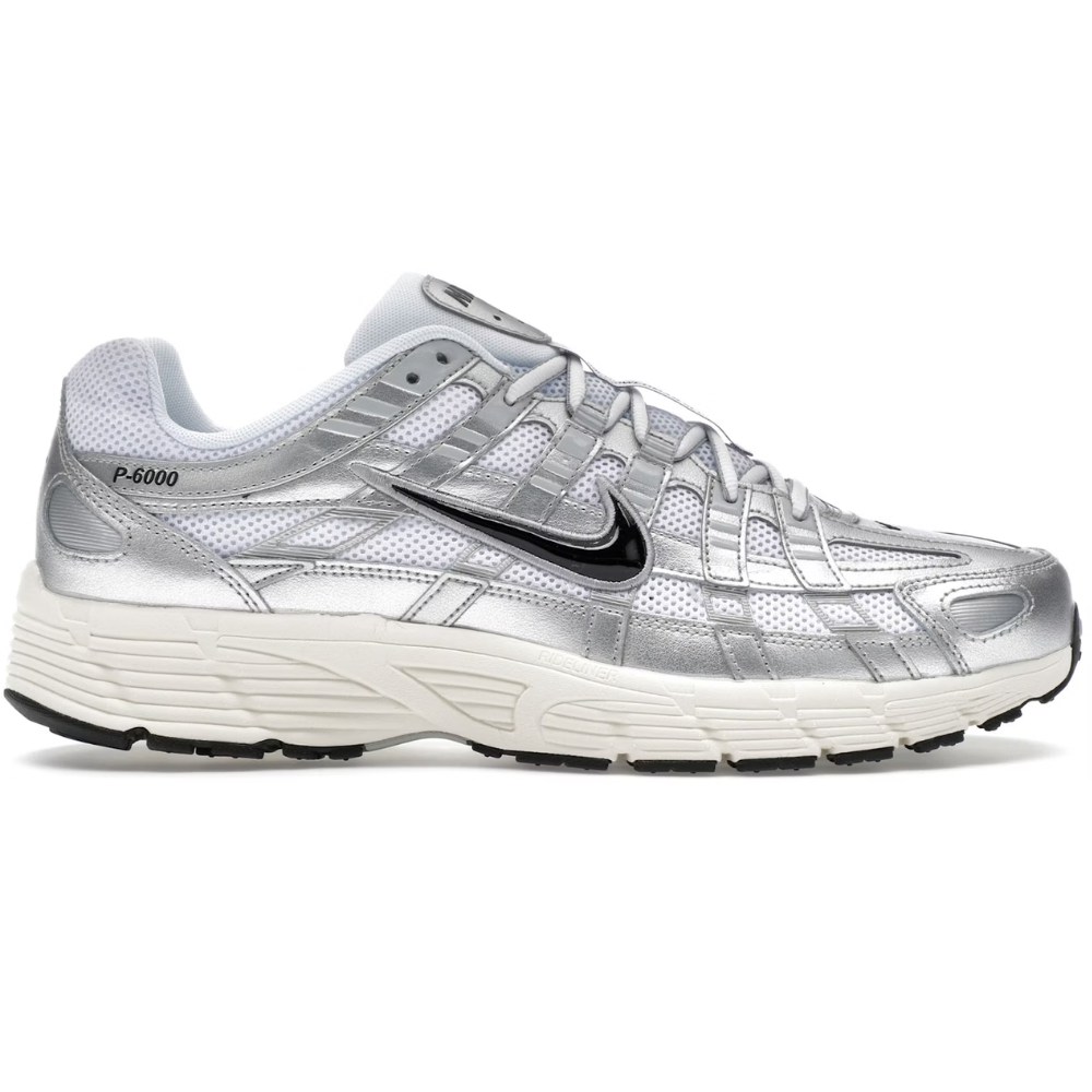 Nike P-6000 White Metallic Silver Flat Silver Black